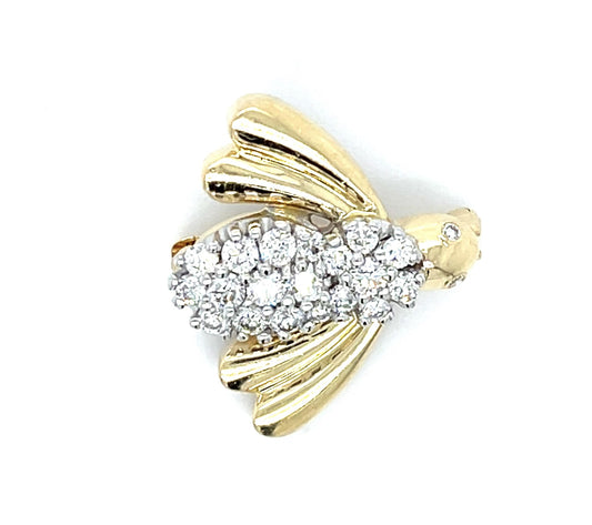 .86ct Diamond 14KY Bee Brooch (Vintage 1960s)