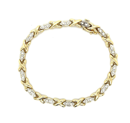 .66ct Diamond 14K Two Tone Bracelet 14.5g