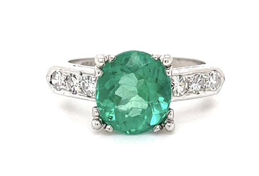 2.45ct Emerald Platinum Ring (Vintage 1950s)
