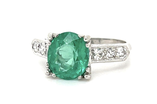 2.45ct Emerald Platinum Ring (Vintage 1950s)