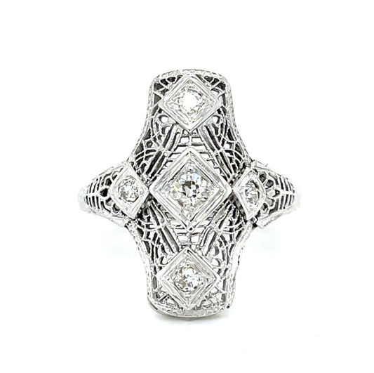 Original Art Deco .35ct Diamond 18KW Ring (Vintage 1930s)