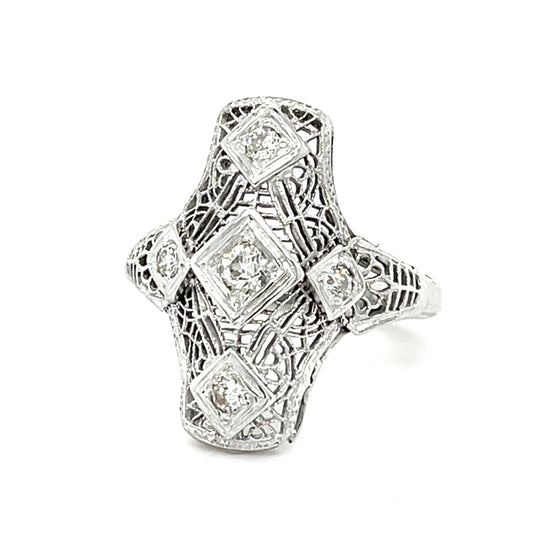 Original Art Deco .35ct Diamond 18KW Ring (Vintage 1930s)