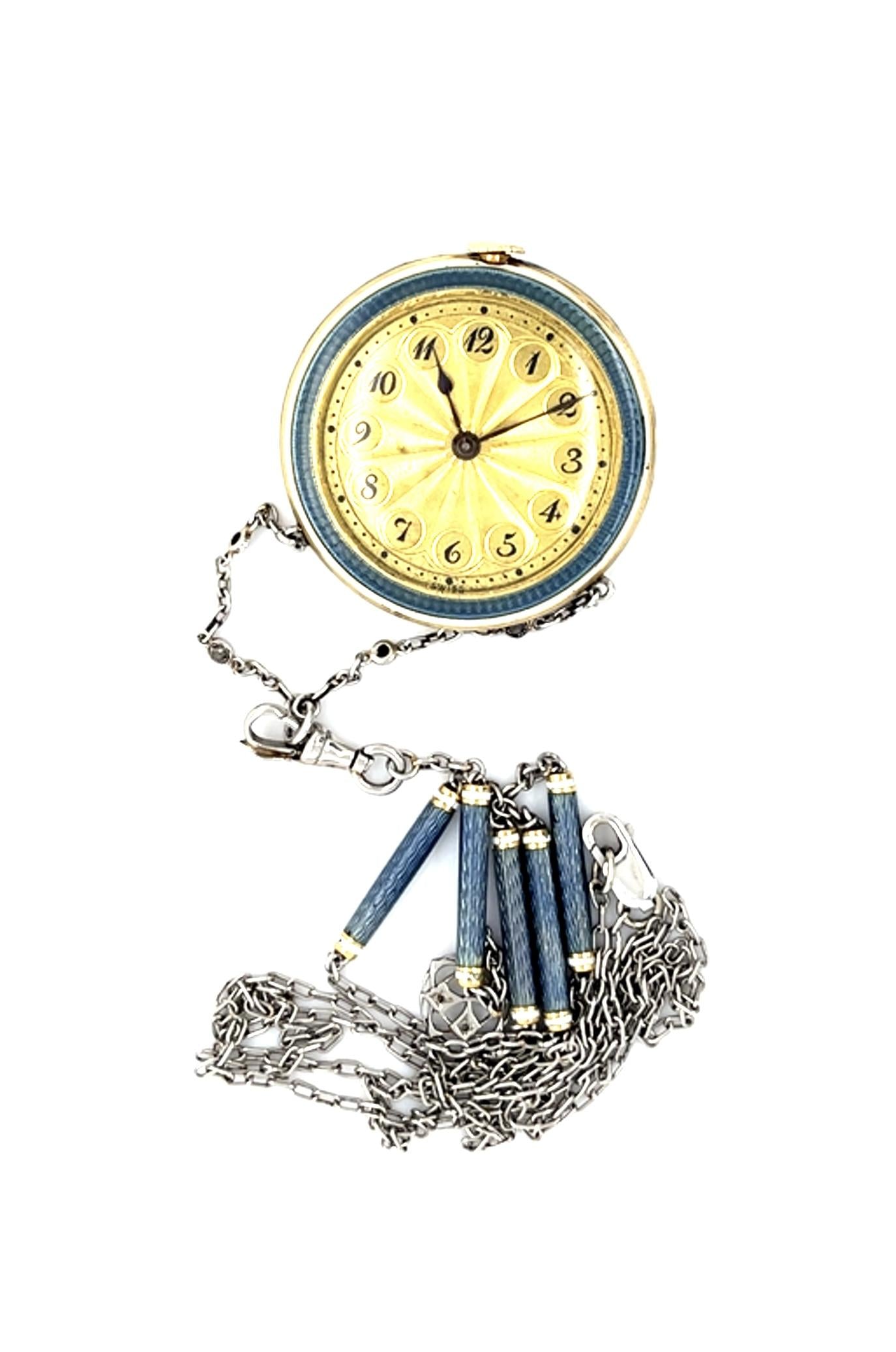 Original Edwardian Enamel Pendant Necklace (Antique 1900s)