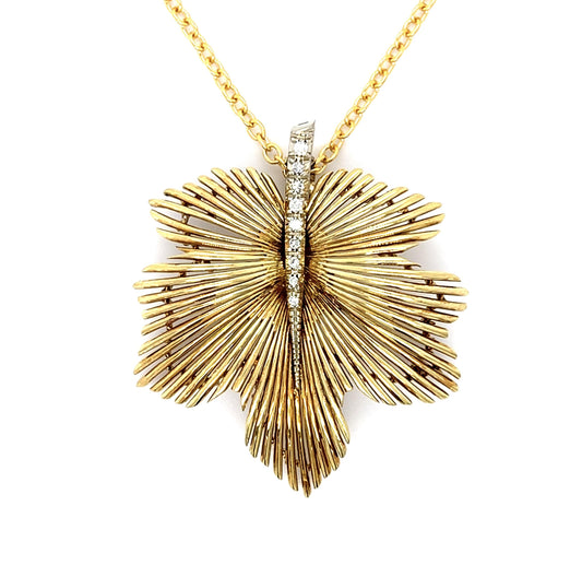 Italian .24ct Diamond 18K 2 Tone Pendant (Vintage 1960s)