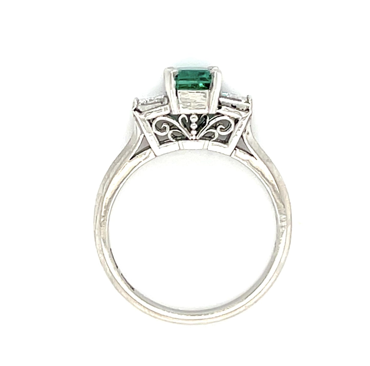 .85ct Colombian Emerald-cut Emerald (No Cert) Platinum Ring (Vintage 1960s)