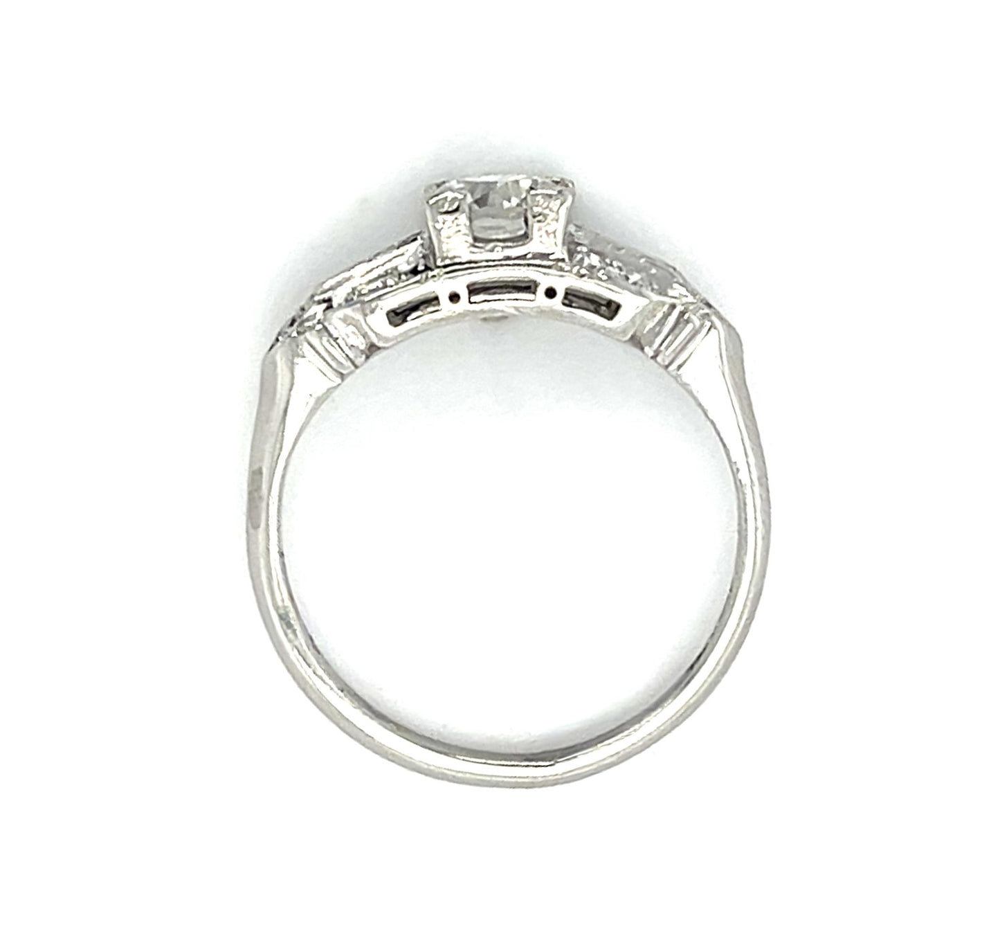Original Art Deco .62ct E VS2 Old Euro Dia Platinum Ring (Vintage 1930s)