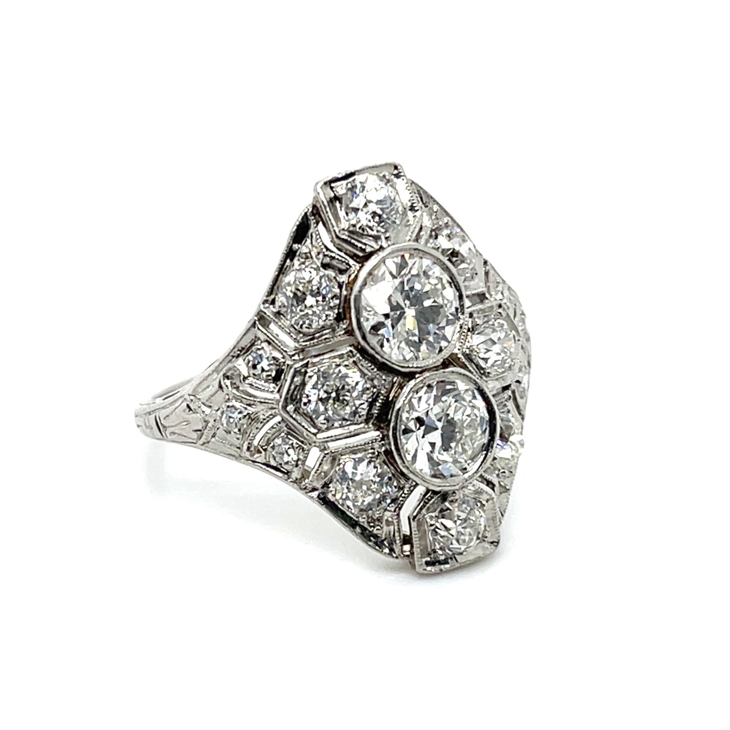 Original Art Deco .80ct CD 1.20ct SD Platinum Ring