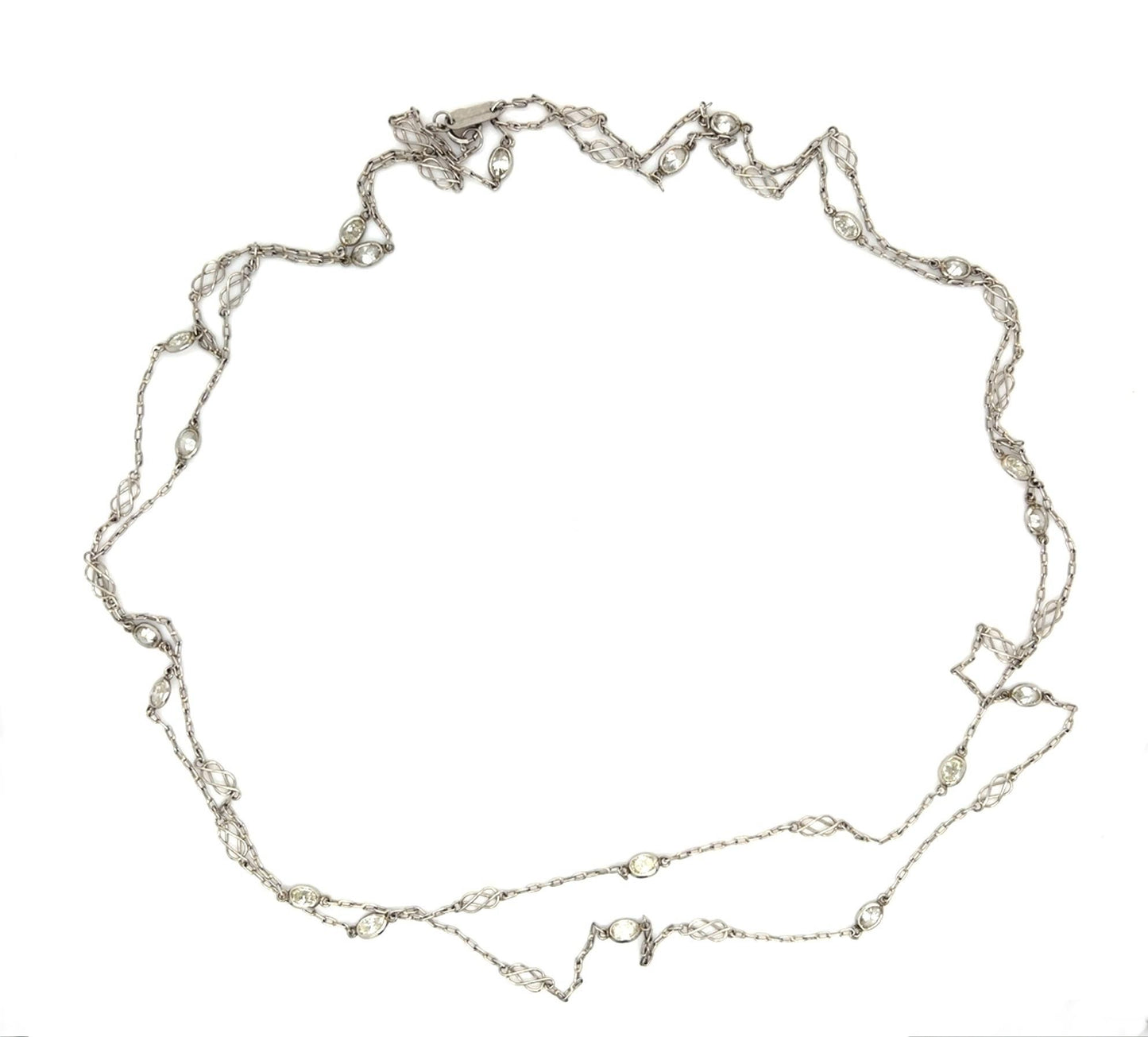 Original Art Deco .60ct Diamond Platinum Handmade Necklace (Vintage 1930s)
