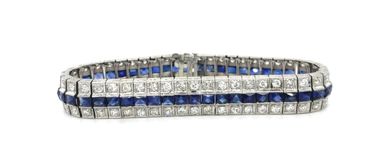 Original Art Deco 7.50ct Diamond Platinum Bracelet (Vintage 1930s) 37.69g 7"