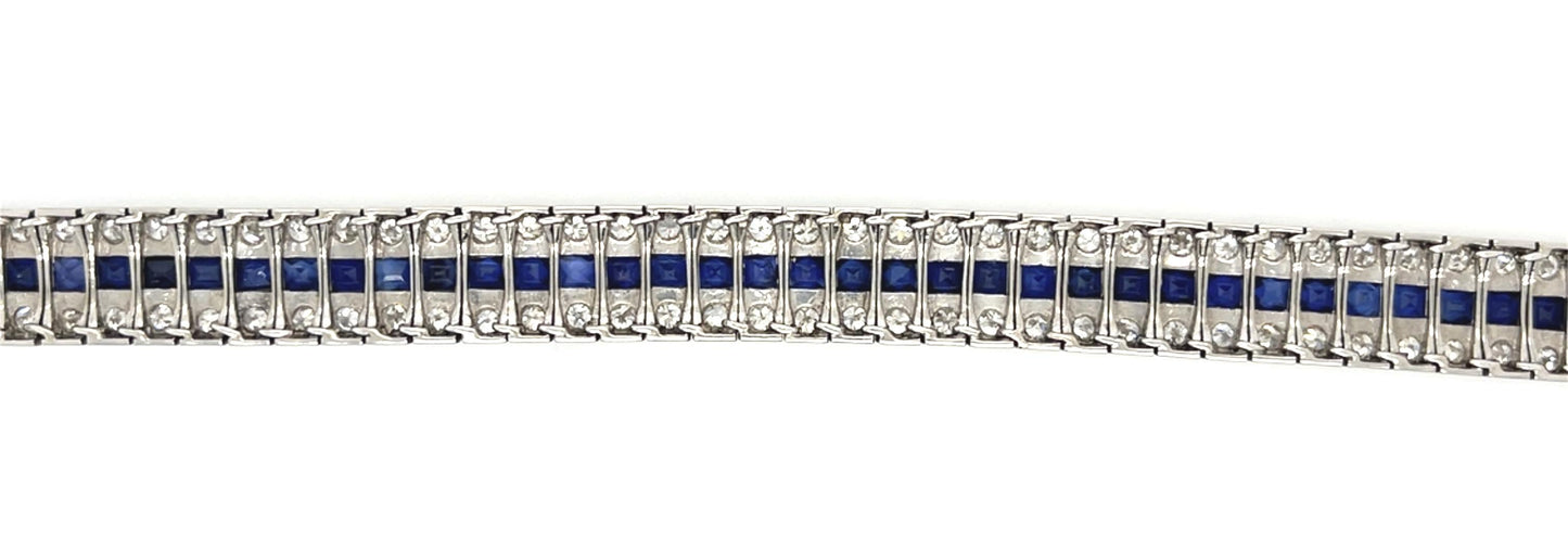 Original Art Deco 7.50ct Diamond Platinum Bracelet (Vintage 1930s) 37.69g 7"