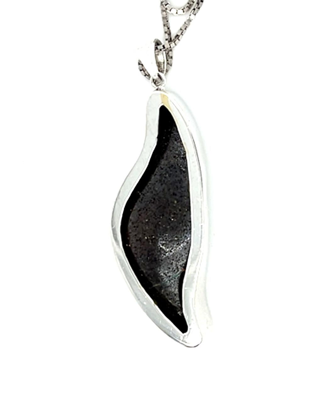 19ct Australian Black Boulder Opal 18KW Pendant
