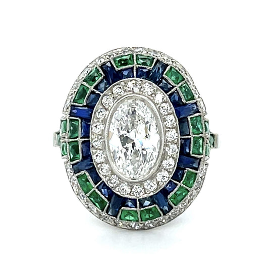 1.07ct (F-G VS) Antique Oval Diamond PT Handmade Ring