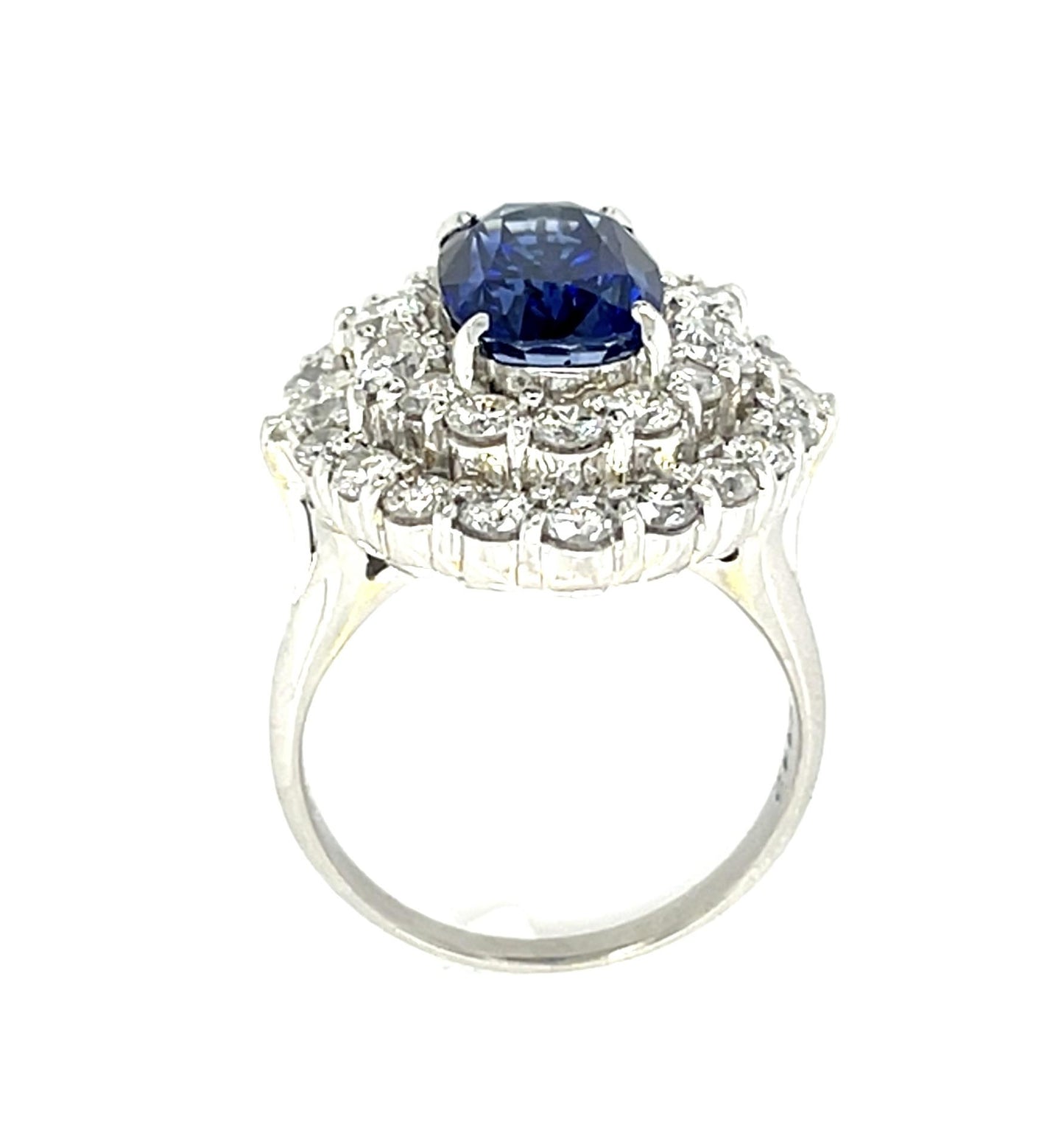 4.42ct Oval Heated Madagascar Sapphire Platinum Ring