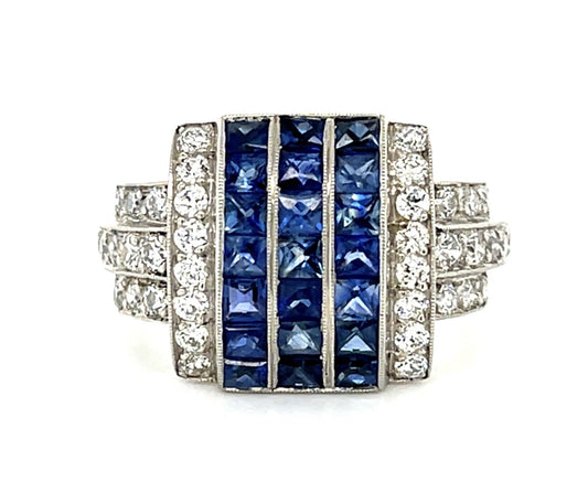 2.79ct French-cut Sapphire Platinum Handmade Ring