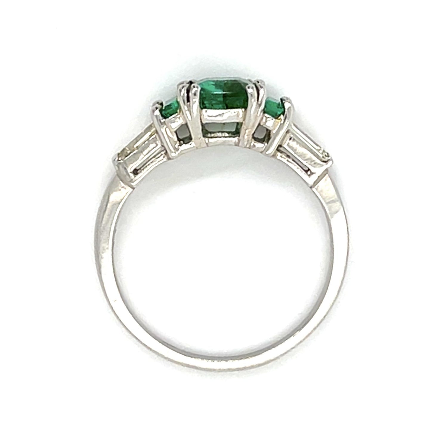 .84ct Emerald Platinum Ring .53ct Diamond .17ct Side Eme