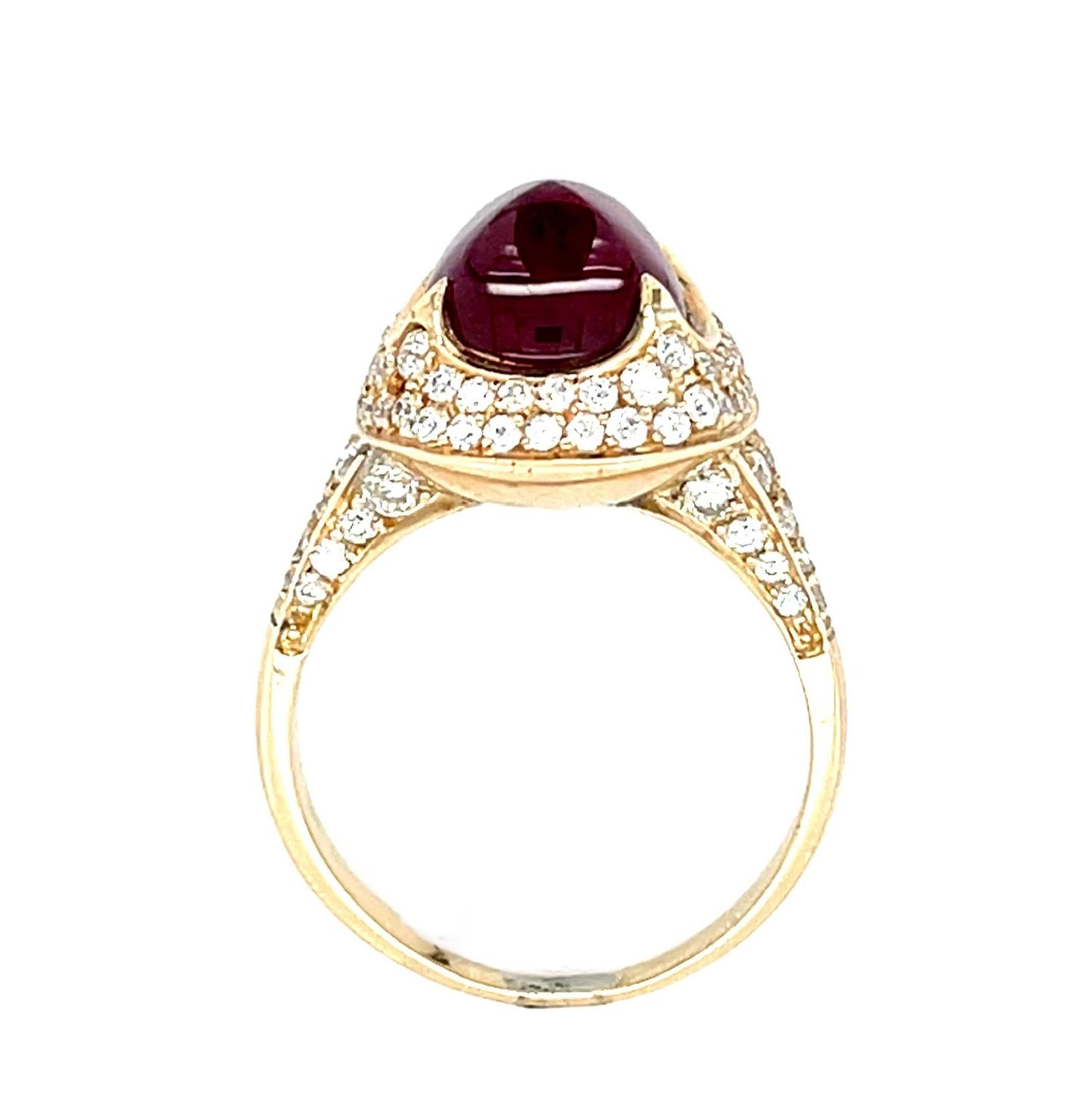 5.29ct Sugarloaf Ruby 18KY Ring .86ct Diamond
