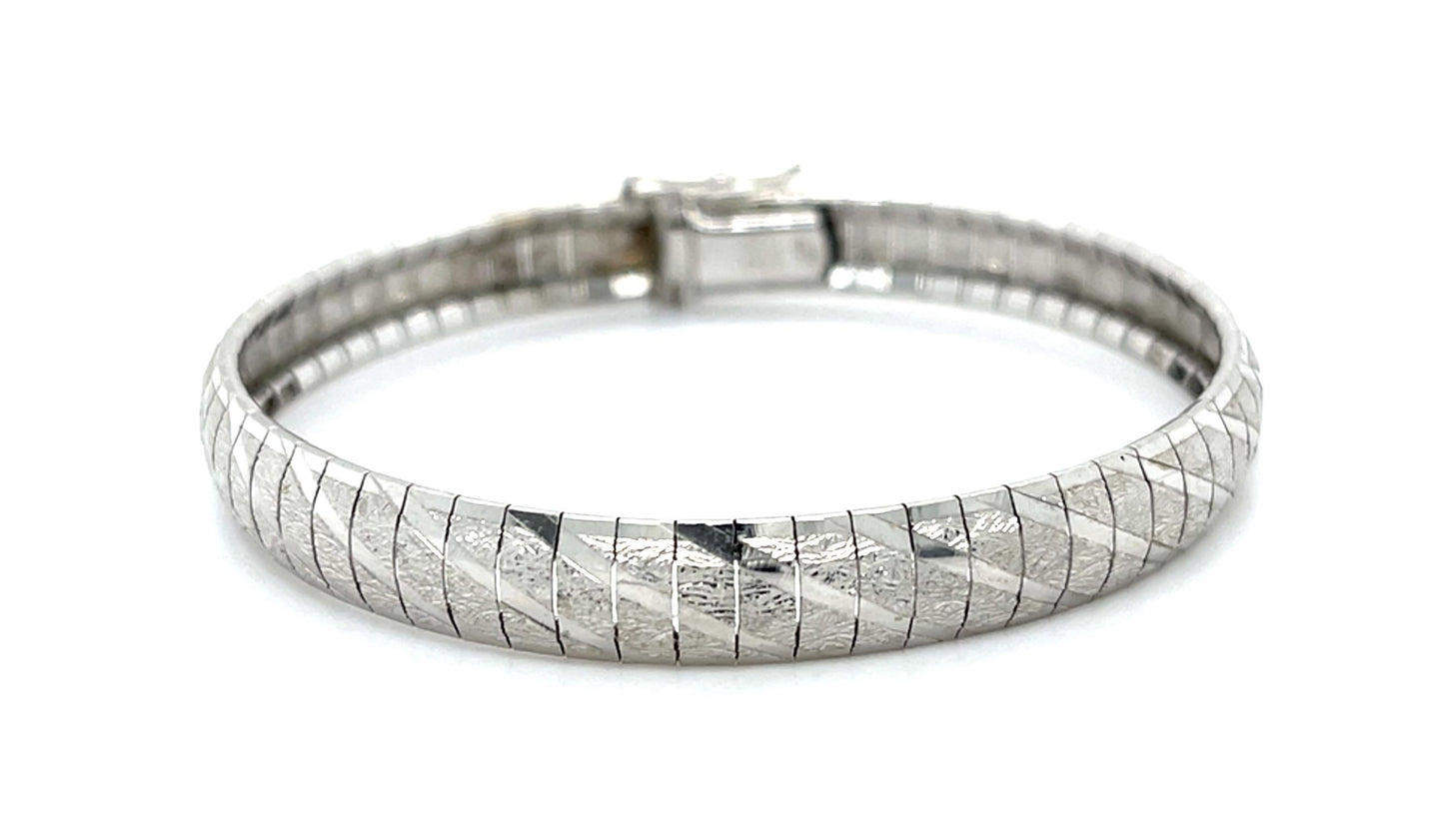 Italian 14KW Gold Flexible Ribbed Link Bracelet 13.34g 6.50"