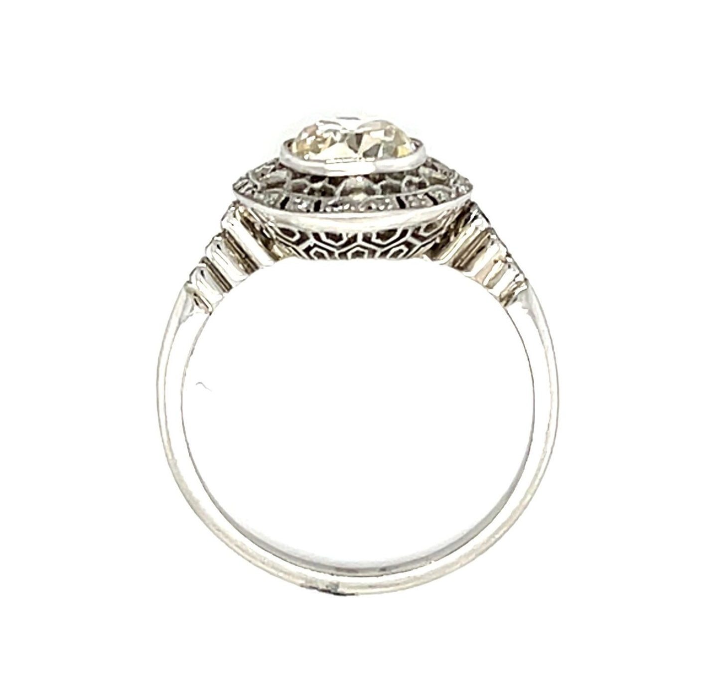 1.32ct (Light Fancy Brown SI) Old European Diamond Platinum Handmade Ring