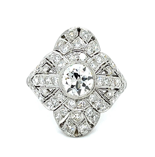 1.10ct European Diamond Platinum Handmade Ring