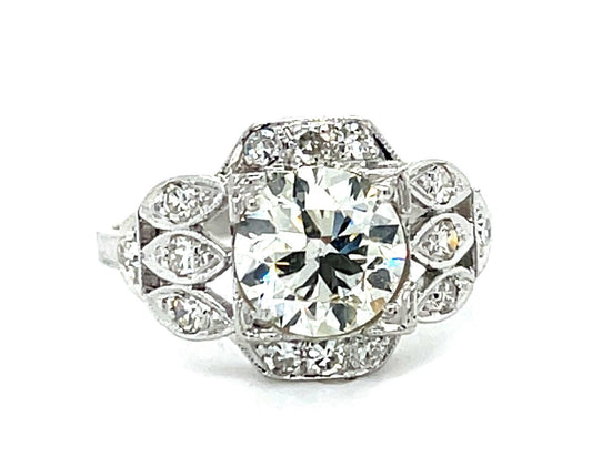 Original Art Deco 1.36ct Exact Euro Diamond Platinum Ring