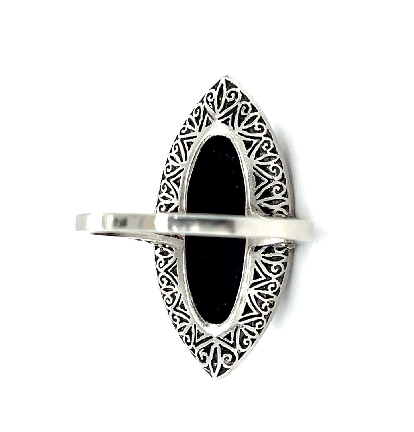 14.70ct Cab Onyx Platinum Handmade Ring .65ct Single Cut Diamond