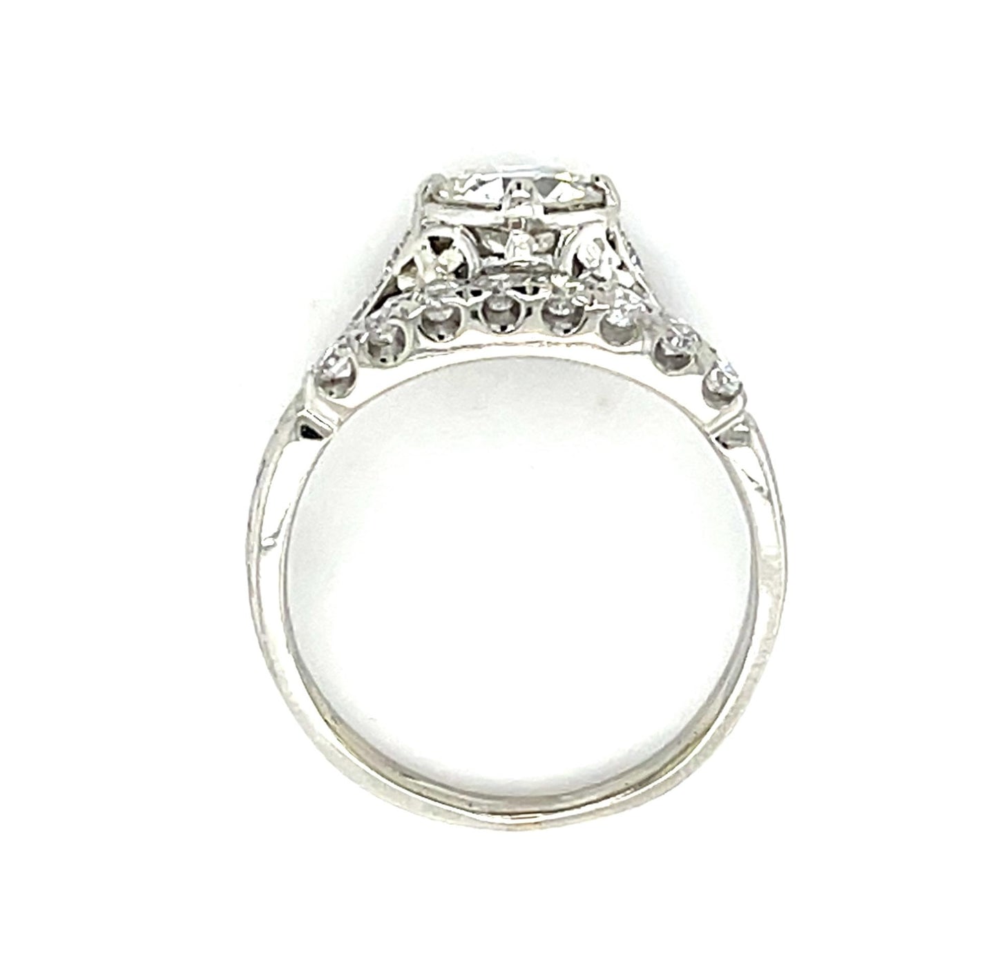 Original Art Deco .84ct Old European Diamond Platinum Ring (Antique 1920s)
