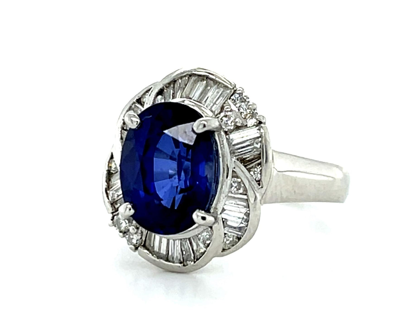 3.40ct Sapphire .60ct Diamond Platinum Ring