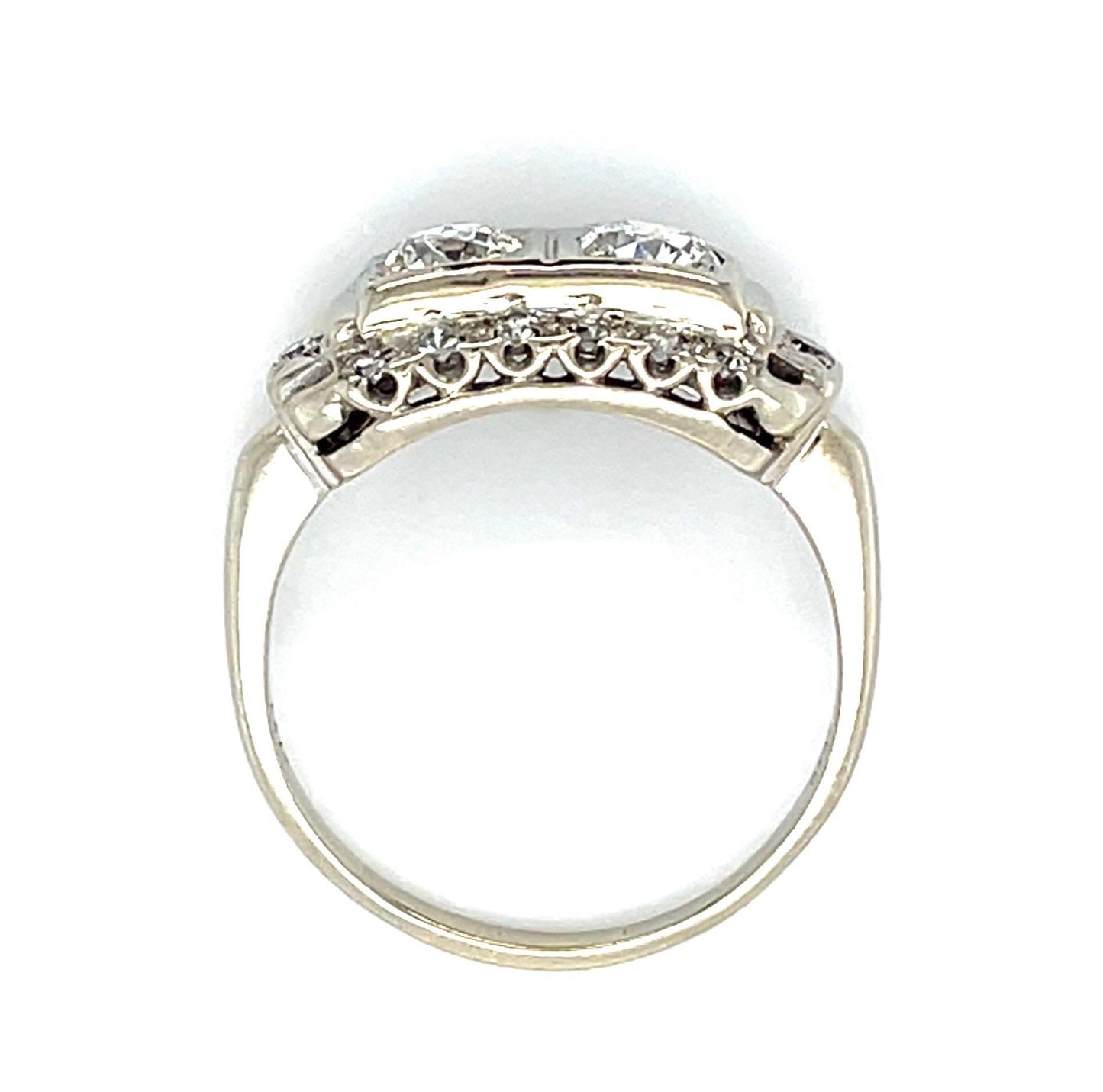 Original Art Deco .66ct (Two Old Euro Dia) 14KW Gold Ring (Vintage 1930s)