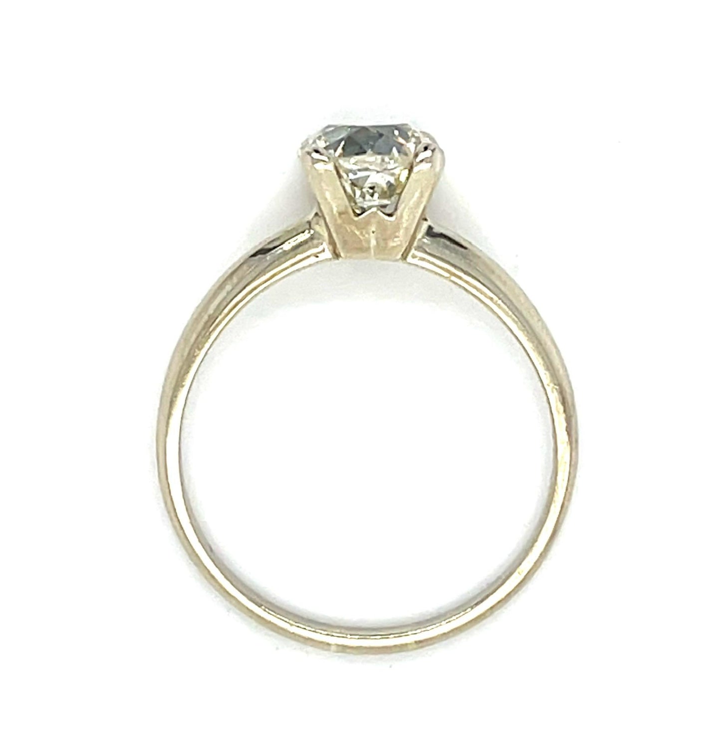 1.40ct (I-J VS No Cert) Cushion Old Mine Diamond 14KW Gold Solitaire Ring