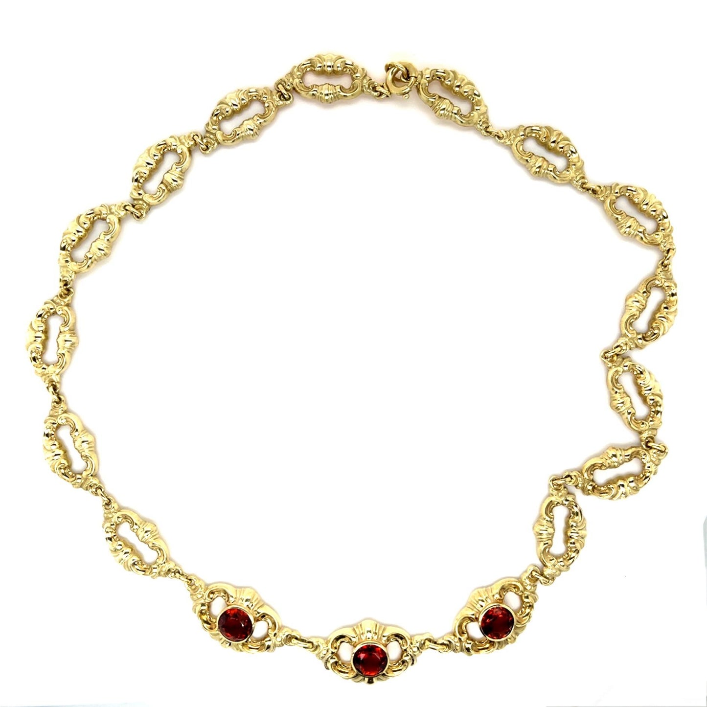 Original Victorian 6ct Garnet 14KY Gold Necklace (Antique 1890s) 15.50g 17"