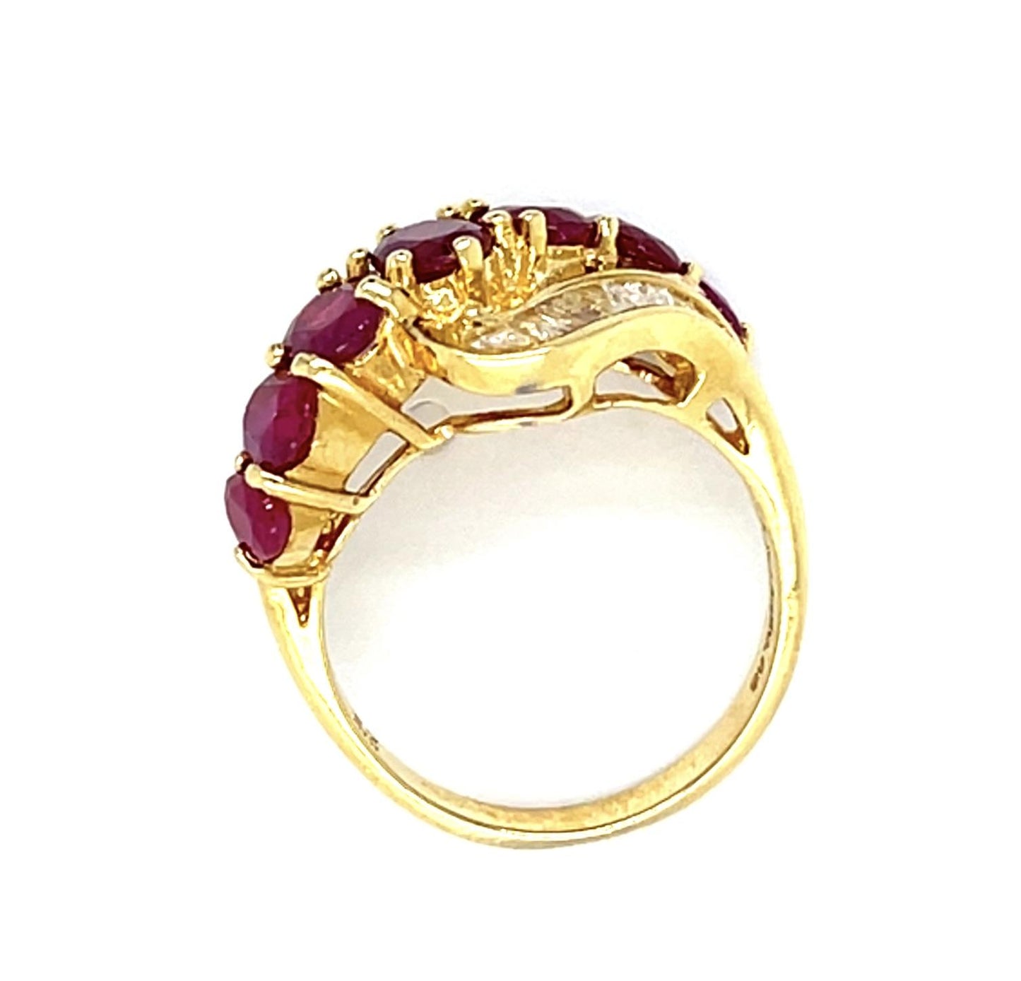 2.30ct Ruby .89ct Diamond 18KY Gold Ring (Vintage 1960s) 6g 6 Size