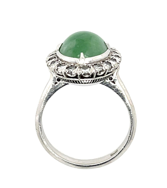 4ct Jade Platinum Ring (Vintage 1950s) .60ct Diamond 7.30g