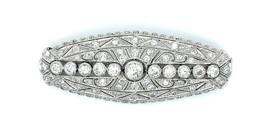 Original Art Deco 3.50ct Diamond Platinum Brooch (Antique 1920s) 12g 2"