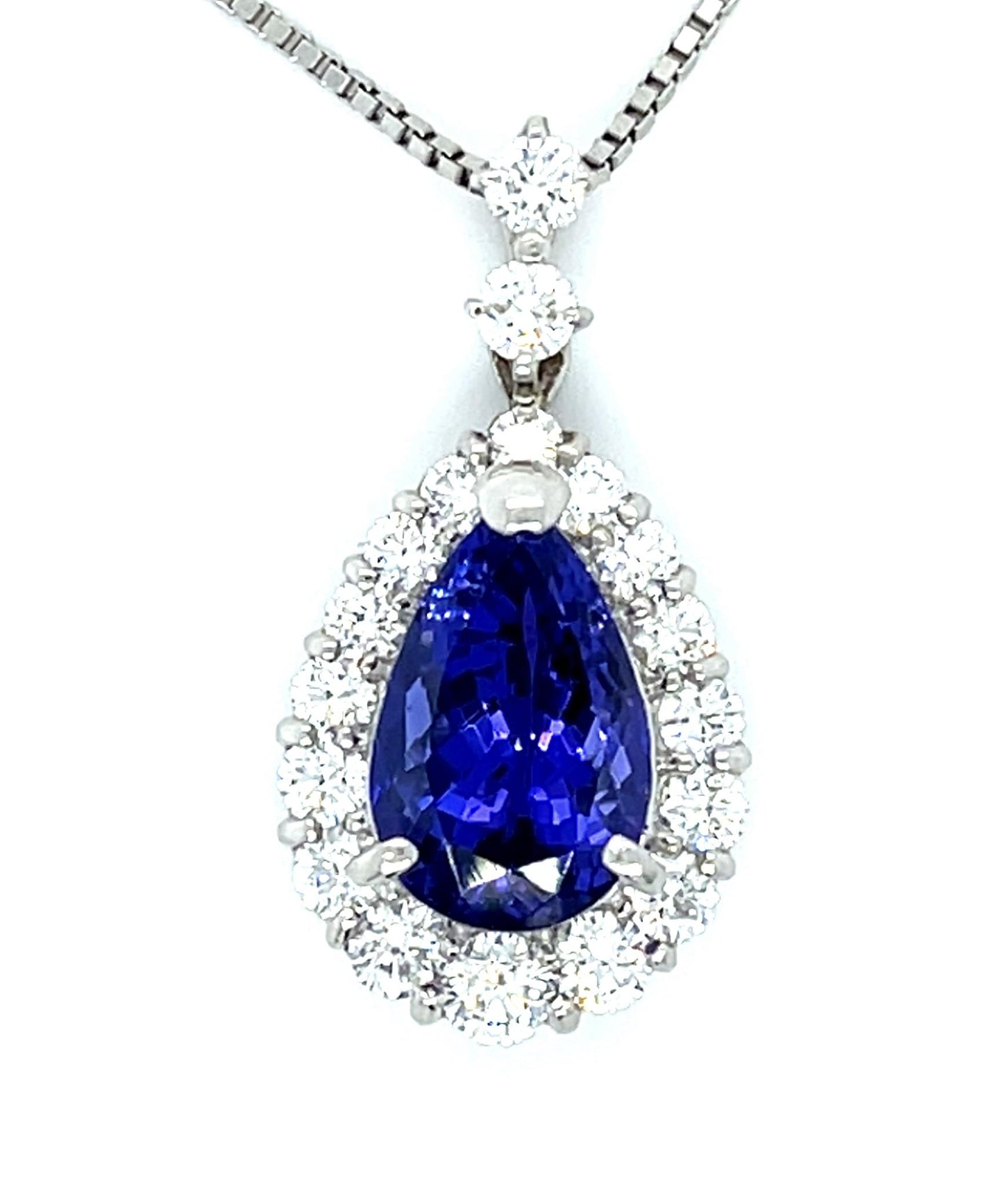 5.07ct Pear Tanzanite Platinum Pendant 1.33ct Diamond 10.70g 18"