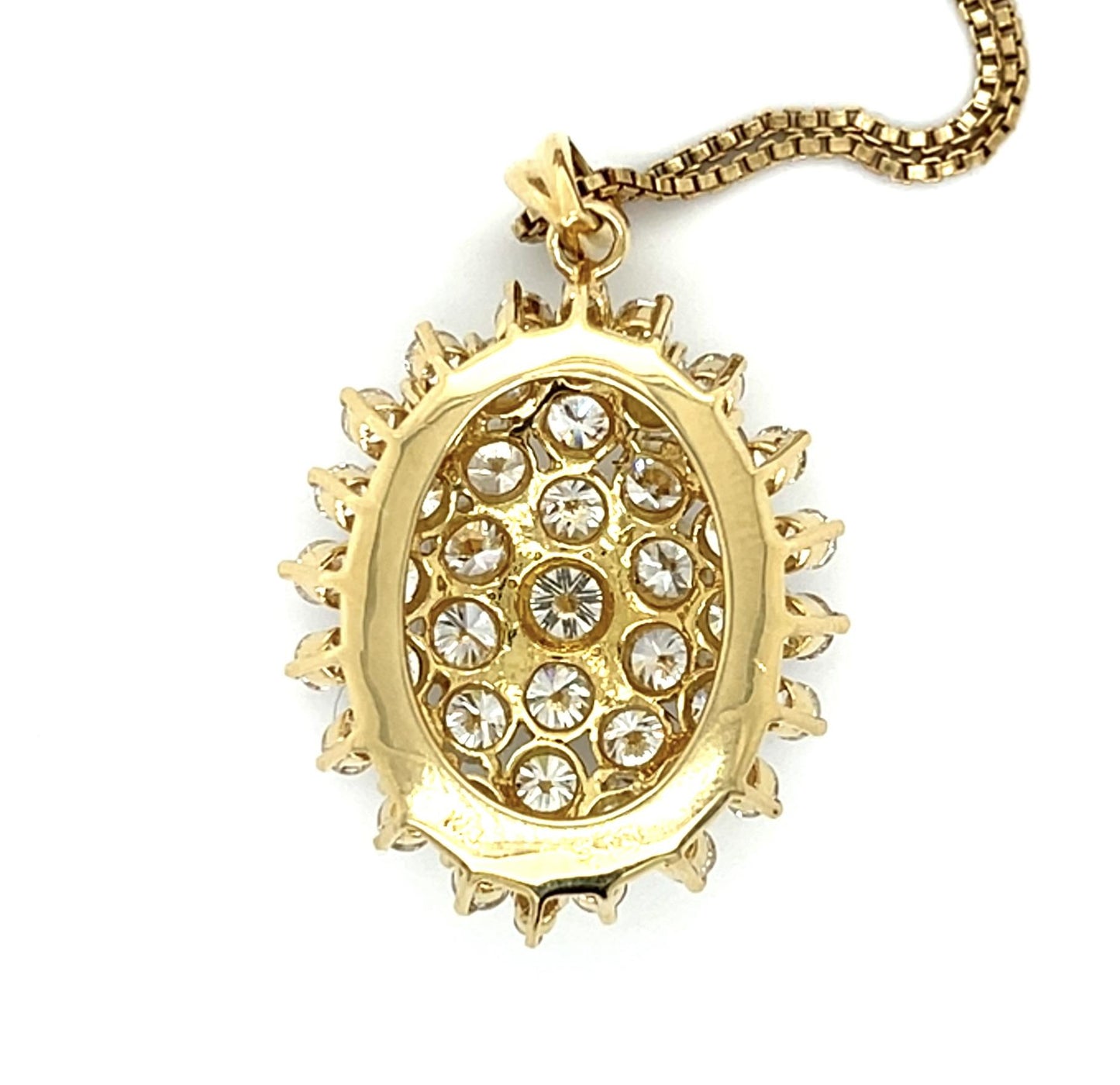 5.10ct Diamond Exact 18KY Gold Cluster Bombe-style Pendant 9.90g 1.50"