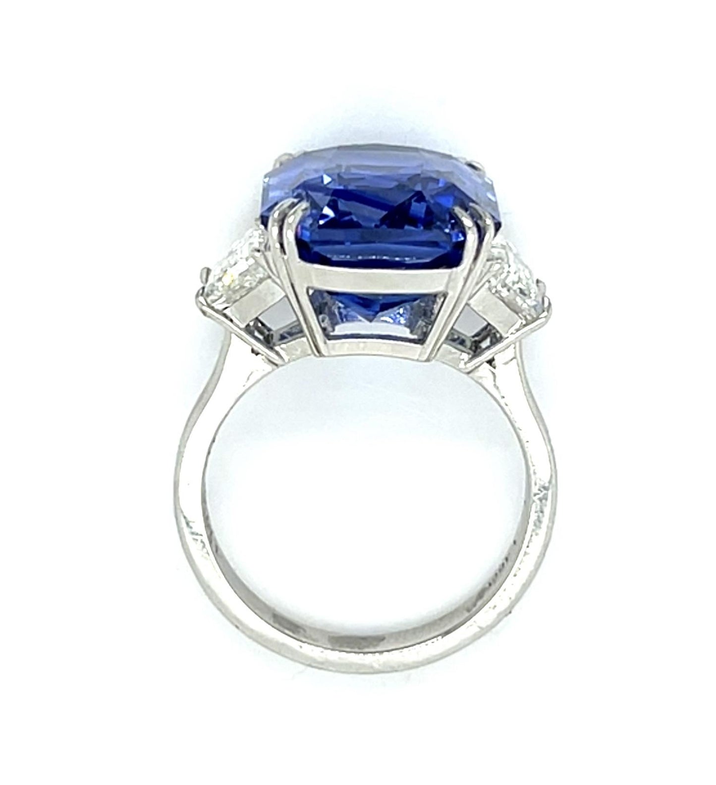 14.60ct Emerald-cut Sapphire Platinum Ring 1.44ct Trapezoid Diamond