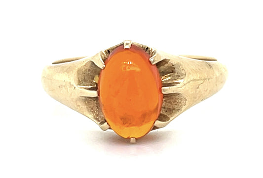 Original 1.25ct Mexican Jelly Opal 14KY Gold Ring (Antique 1900s) 5.25g 10 Size
