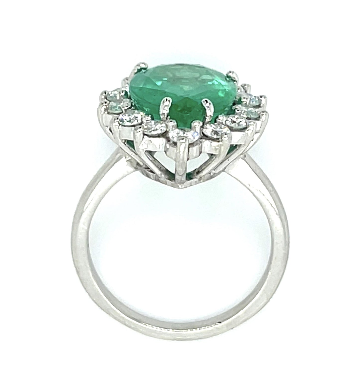 4.20ct Pear Emerald Platinum Ring 1.20ct Diamond 7.70g 6 Size