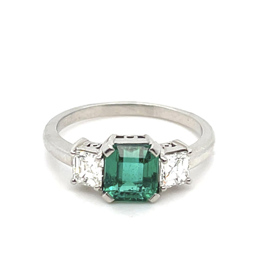 1.13ct Emerald .61ct Diamond Ring