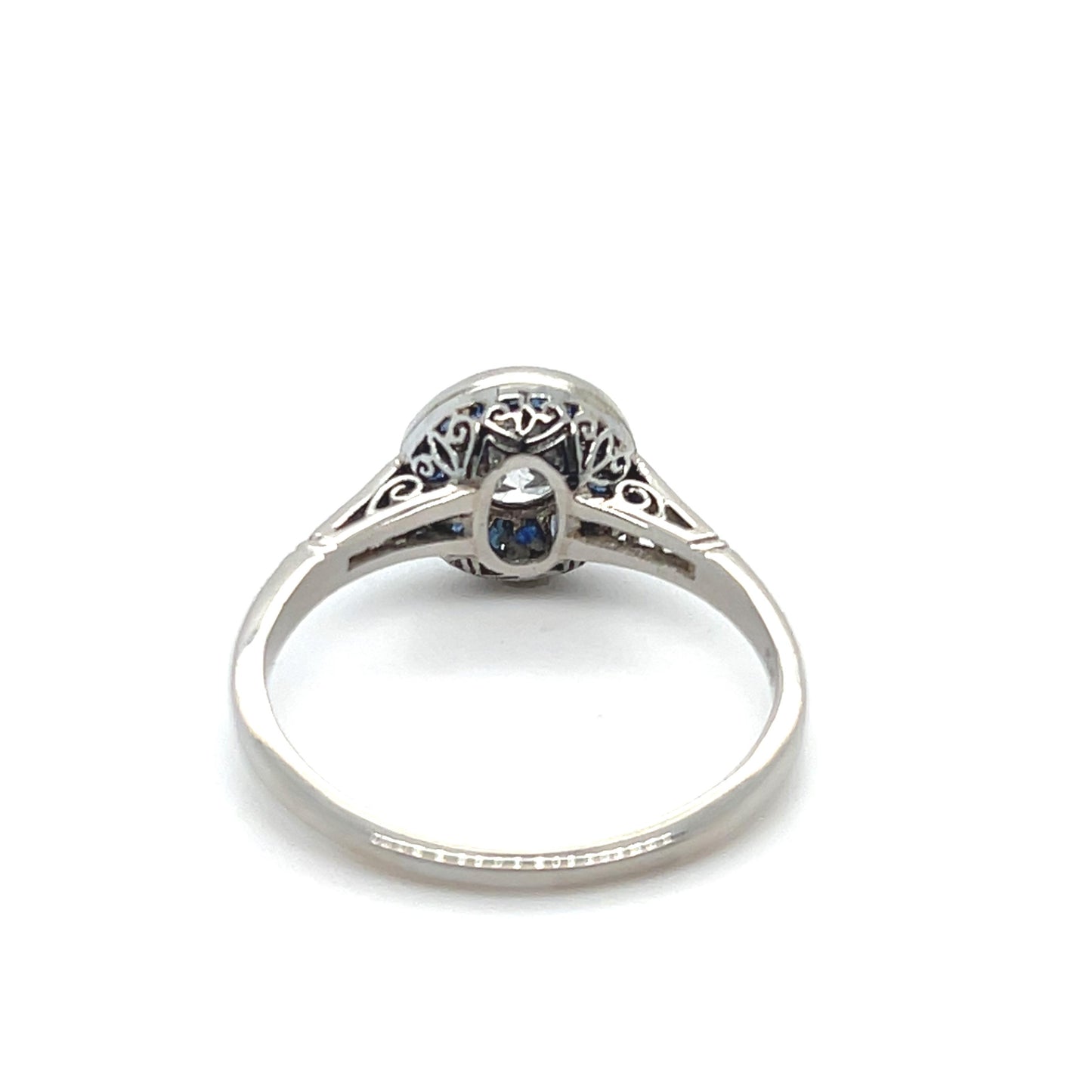 .58ct Center Diamond .82ct Sapphire PT Handmade Ring