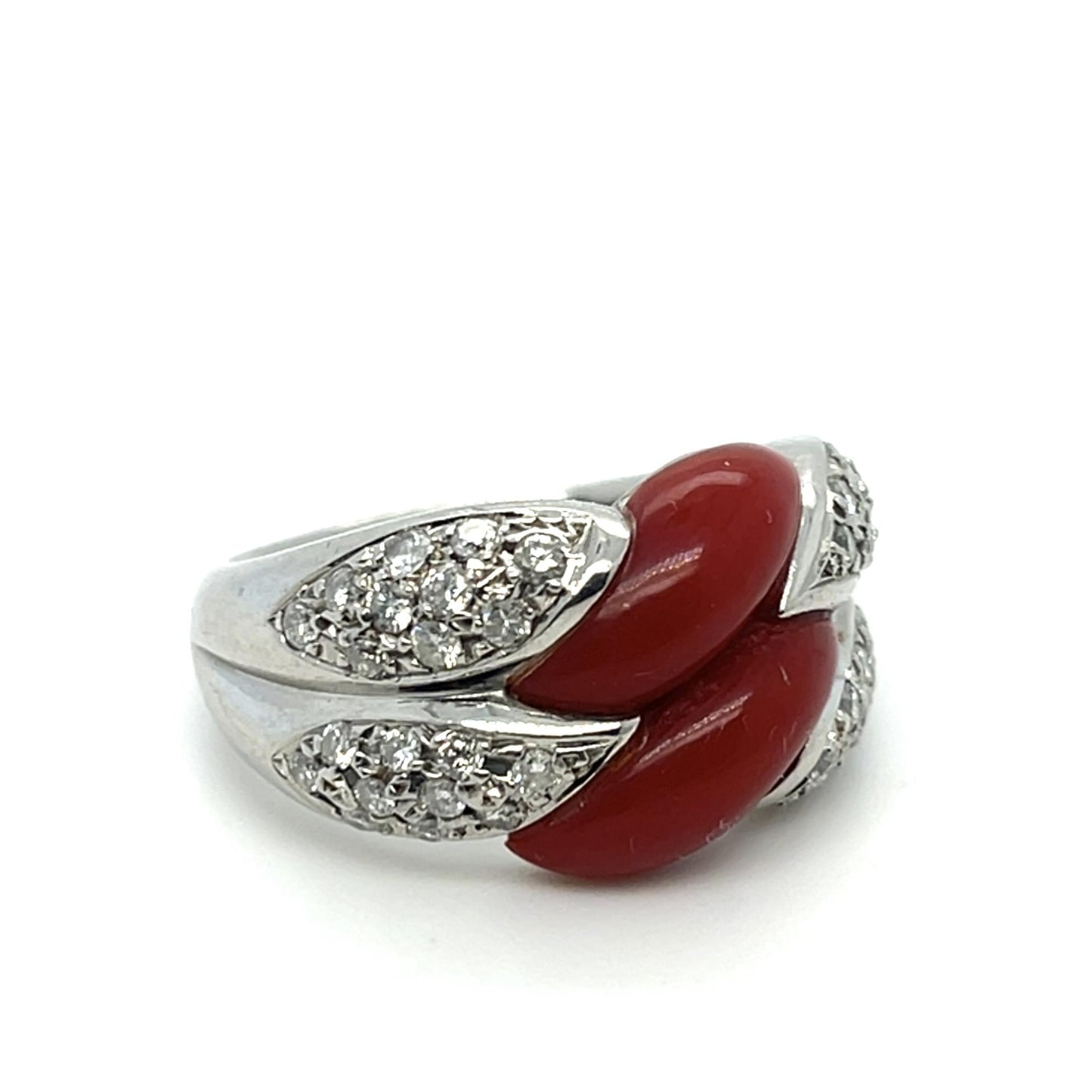 .66ct Diamond and Coral Platinum Ring