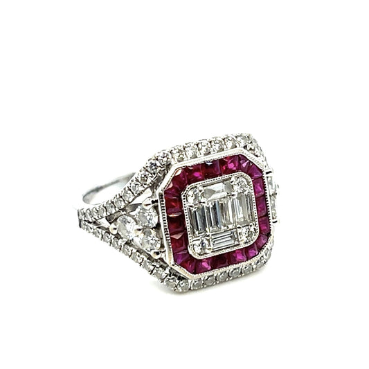 1ct Ruby 1.60ct Diamonds 18KW Ring