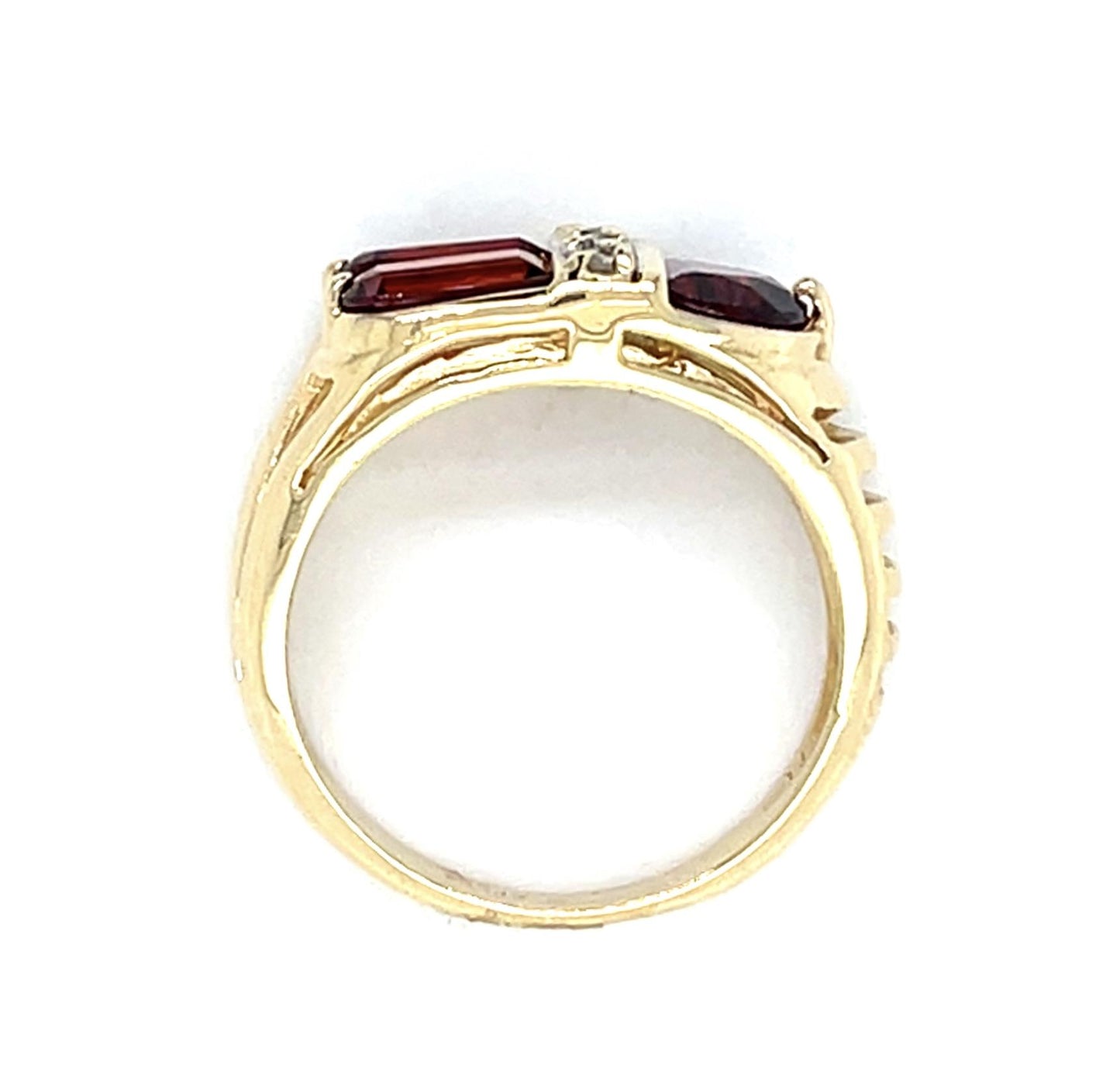 1ct Garnet 14KY Gold Ring .08ct Diamond 4.40g 6 Size