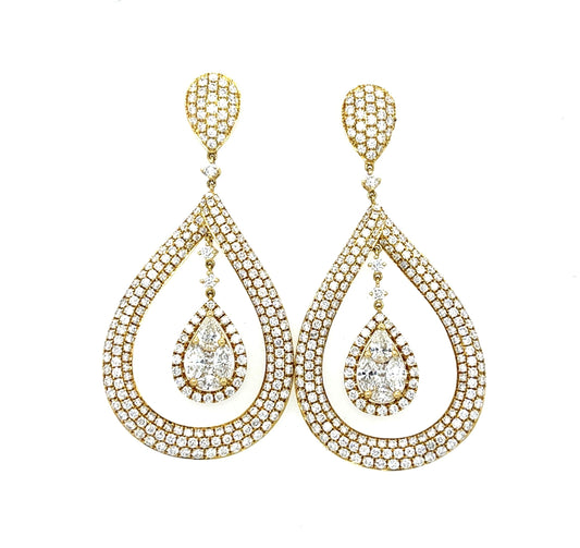 446 Diamonds 18KY Gold Chandelier Drop Earrings 19g 2.50"