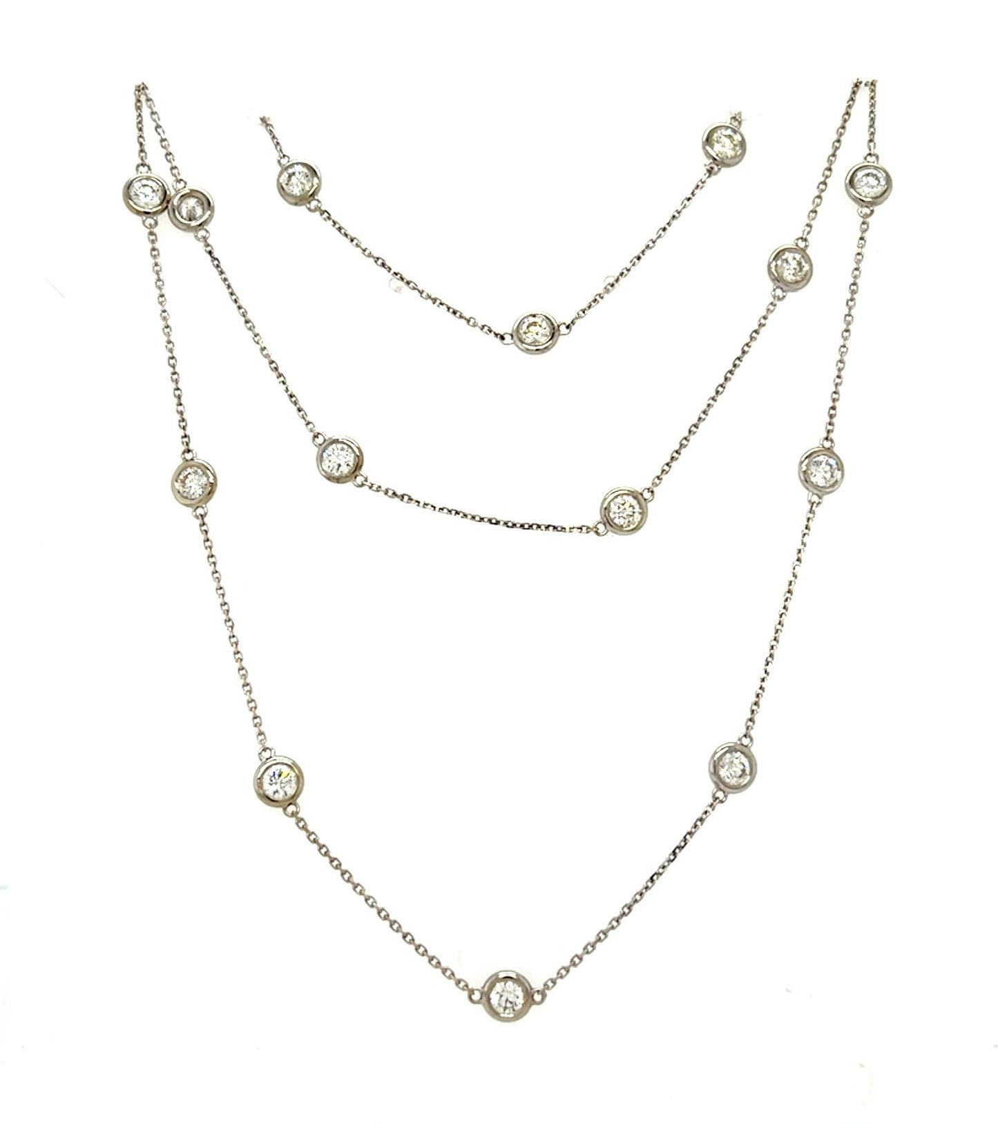 4.73ct (24 Diamonds) 14KW By The Yard Necklace 9g 36"