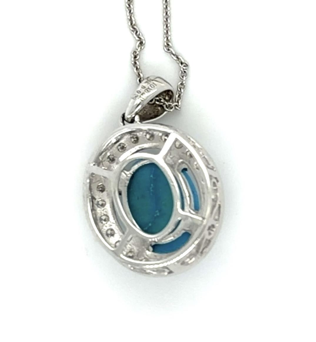 2.97ct Turquoise & 0.29ctw Diamond 14KY White Gold Pendant