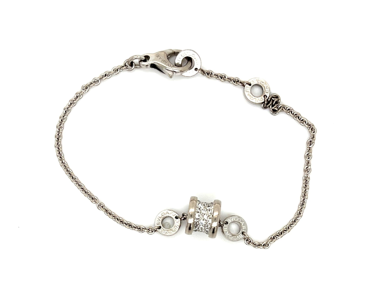 Bvlgari B.zero1 Italian .31ct Diamond 18KW Gold Bracelet 8.5g 7.5"