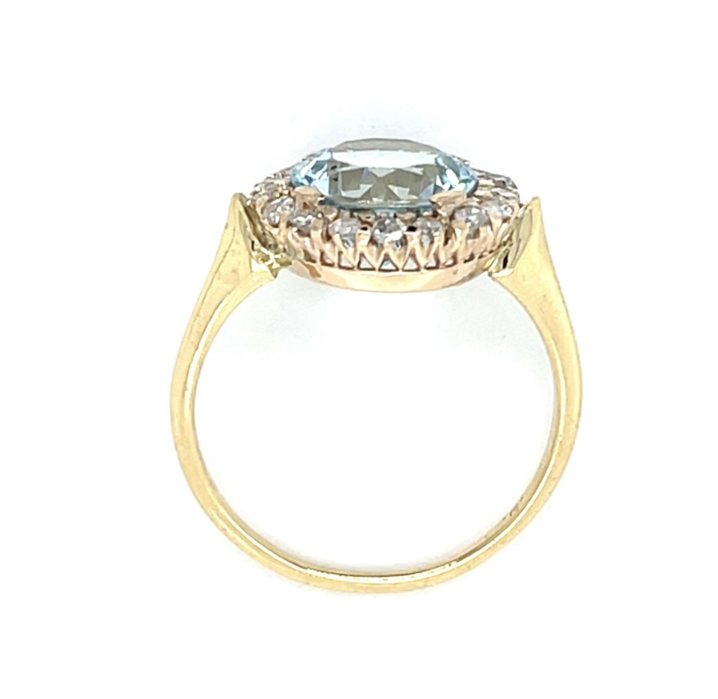 Victorian 2.75ct Aquamarine 14KY Gold Ring (Antique 1890s) .48ct Diamond