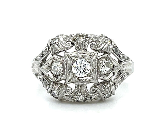 Art Deco .78ct Diamond Platinum Ring (Antique 1920s) 6.50 Size 3.70g