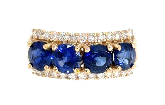 2.71ct Sapphire .54ct Diamond 14KY Gold Ring 4.50g 6.50 Size